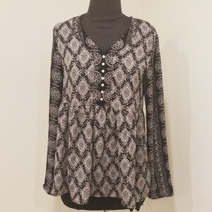 KNOX ROSE Black and White Printed Size S Blouse